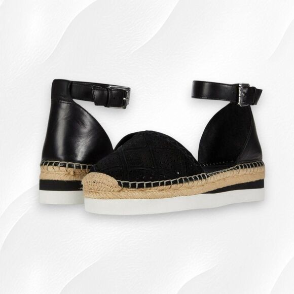 Vince Camuto Shoes - Vince Camuto Brafina Black Suede Leather Platform Espadrille Sandals Size 10 M